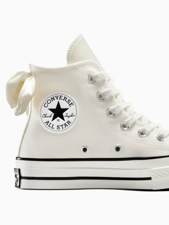 Converse Shoes - Converse - Satin Bow Platform High Tops - Wedding - Cream - Women's 8.5 - EUC